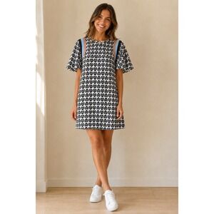Jazmin Chebar Heart Print Mini Dress Black White‎ Size 44/3 L3650014